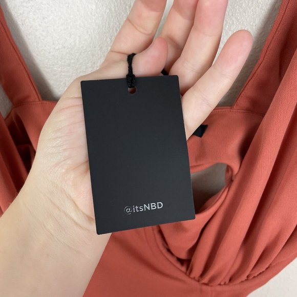 NBD Revolve Nicolina Bodysuit in Copper NWT Size Small Open Sides Burnt Orange - Picture 4 of 11